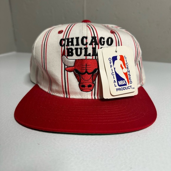 Vintage 90s Starter Chicago Bulls Triple Play Pinstripe Striped 